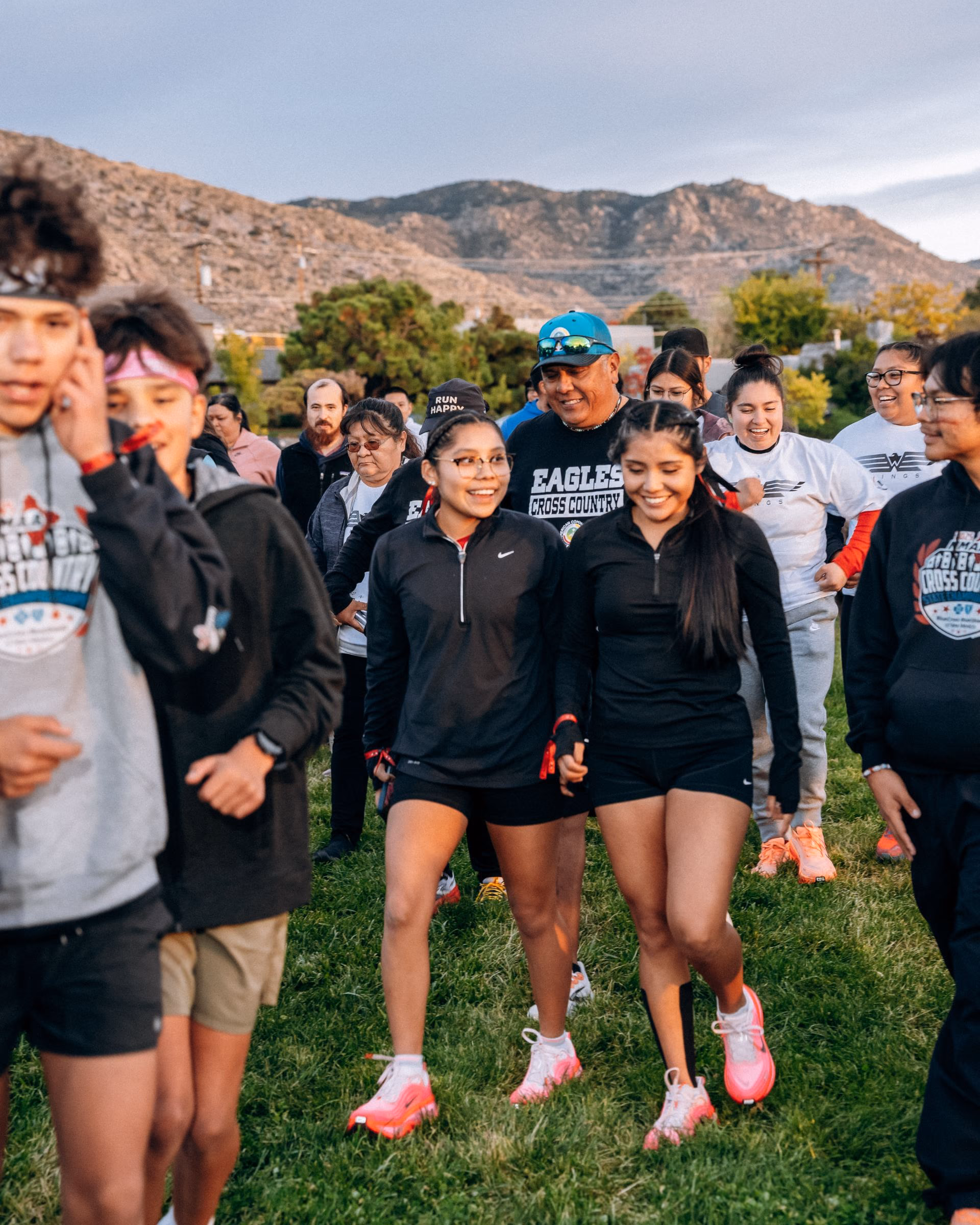 Native youth participating in a Wings running program