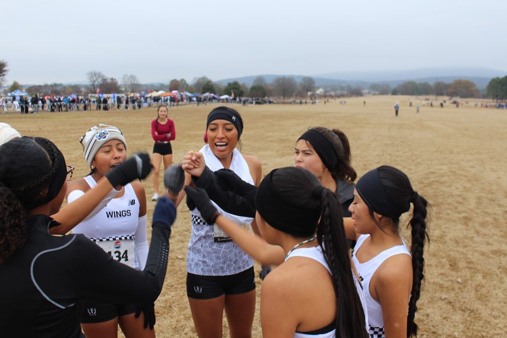 Wings National Team athletes at a cross country meet