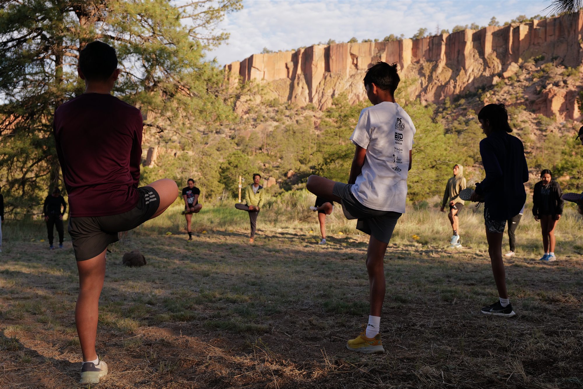 Participants at a Wings running and fitness camp